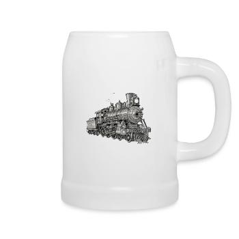 Locomotive à vapeur vintage de style techno - Chope en céramique - blanc - Droite