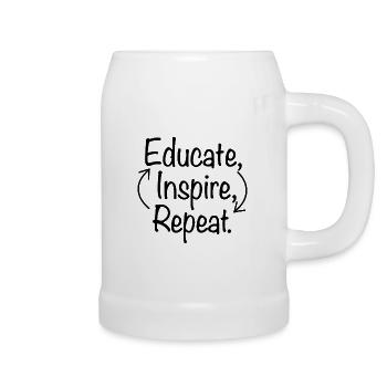 Educate Inspire Répétitif Dicton de l’enseignant - Chope en céramique - blanc - Droite