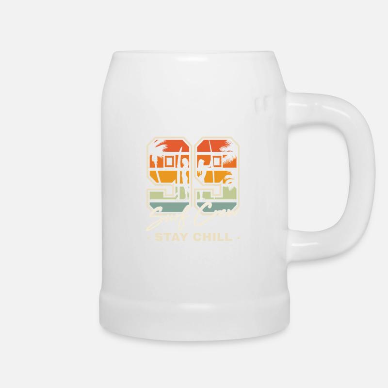 Rétro coucher de soleil Surf Chill Design - Chope en céramique - blanc