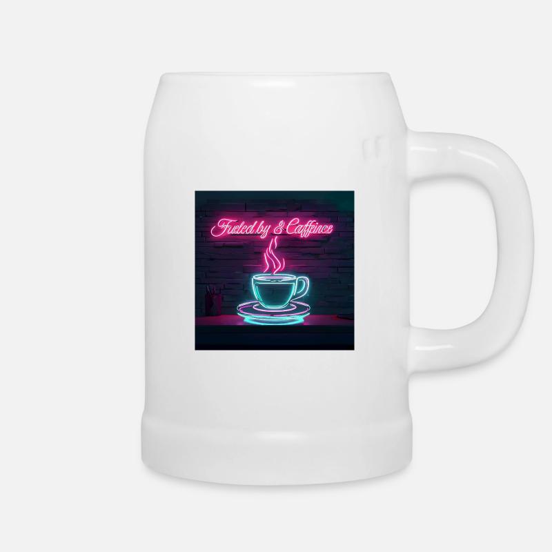 Neon Coffee Treat Quotes Design - Beer Mug - white
