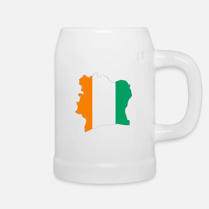 Stylized tricolor ivory coast map - Beer Mug - white