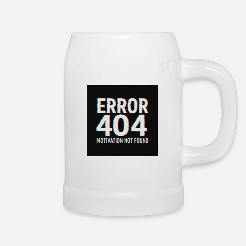 Motivation 404 Glitch Retro - Beer Mug - white