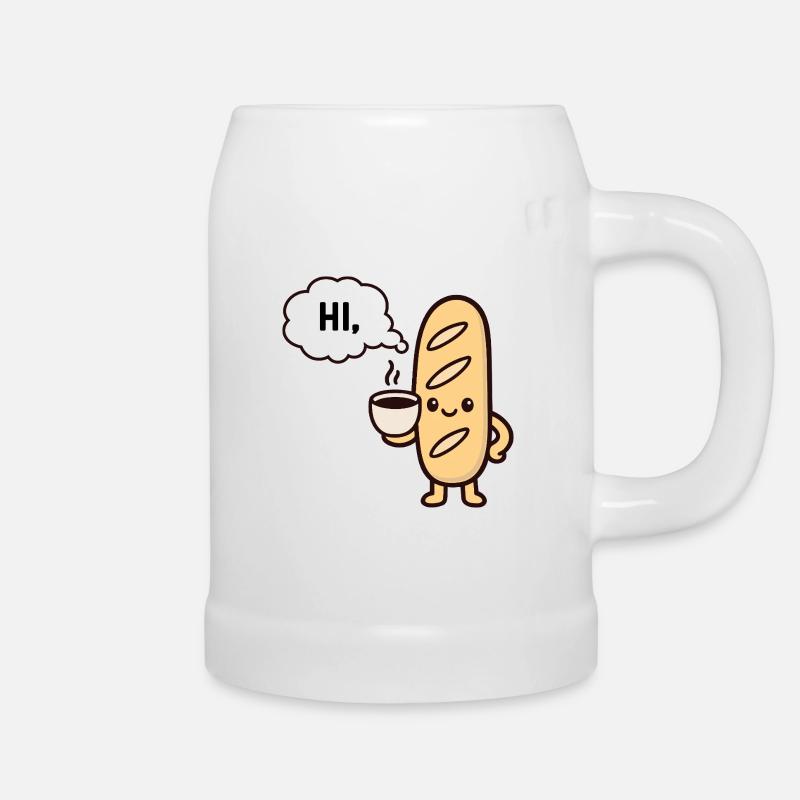 Warm Mascot Coffee Baguette - Beer Mug - white