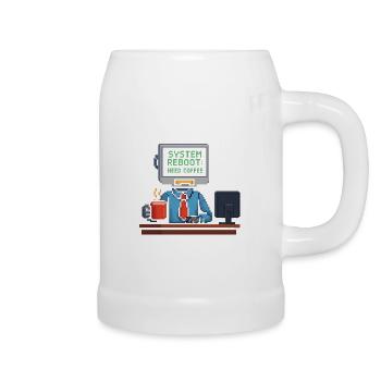 system reboot need coffee - Bierkrug - Weiß - Rechts