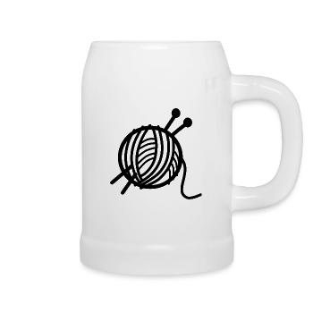 Pelote de laine - Chope en céramique - blanc - Droite