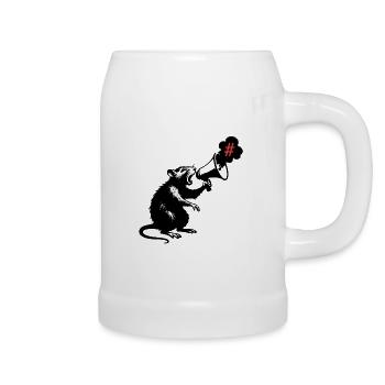 Ratte macht Stunk | Street-Art-Stencil-Stil - Bierkrug - Weiß - Rechts