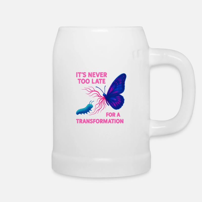 Neon Butterfly – It's Never Too Late - Beer Mug - white