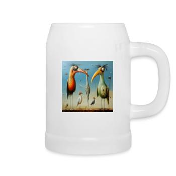 Figures d’oiseaux surréalistes sur la plage - Chope en céramique - blanc - Droite