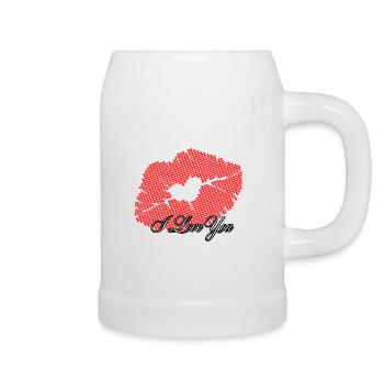 Heart in romantic points I love you - Beer Mug - white - Right