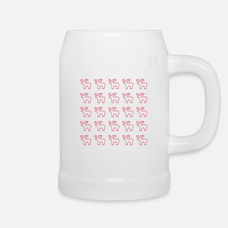 Red Reindeer Silhouette Pattern - Beer Mug - white