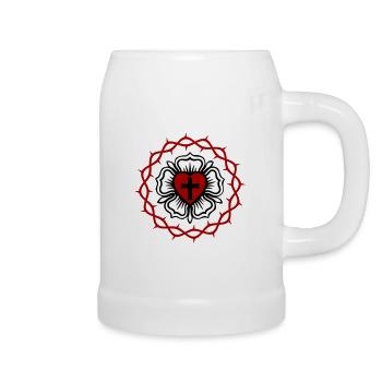 Lutheran rose and Crown of thorns - Beer Mug - white - Right
