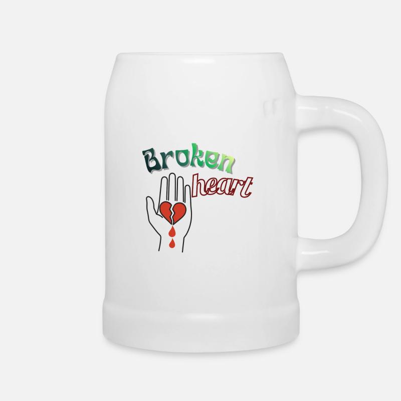 Hand mit gebrochenem Herzen - Bierkrug - Weiß