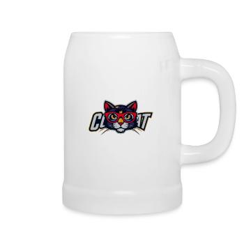 Chat avec des lunettes rouges Logo - Chope en céramique - blanc - Droite
