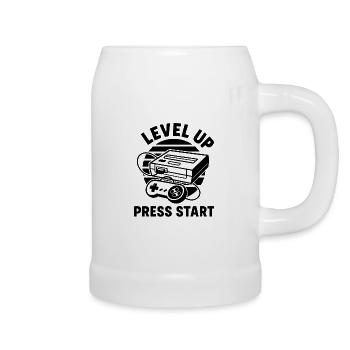Level Up Press Start Retro - Beer Mug - white - Right