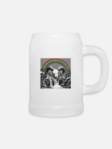 Regenbogenbogen über Nacht-Silhouetten - Bierkrug - Weiß