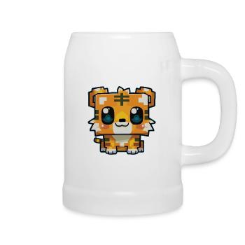 Niedlicher Pixel Tiger Kawaii - Bierkrug - Weiß - Rechts