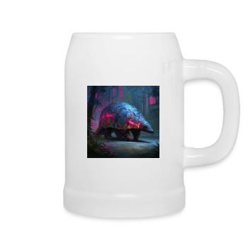 Cyberpunk Schuppentier Neon Jungle Sci-Fi Art - Bierkrug - Weiß - Rechts