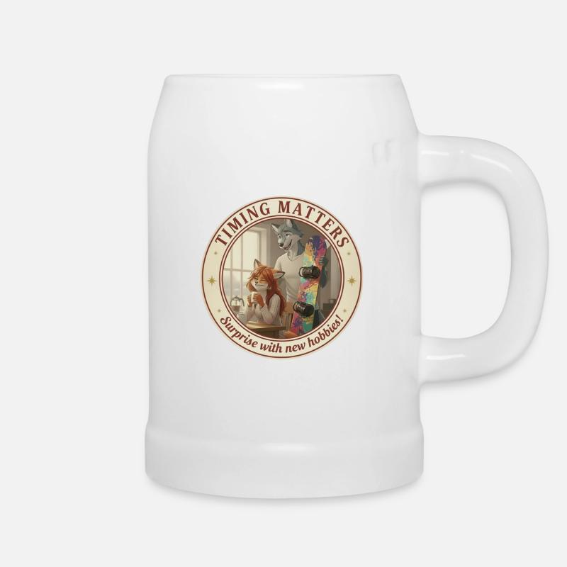 Fursona Timing Matters - Beer Mug - white