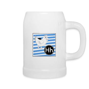 H pour poulet - Chope en céramique - blanc - Droite