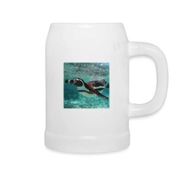 Penguin Underwater Turquoise Ocean Nature Design - Beer Mug - white - Right
