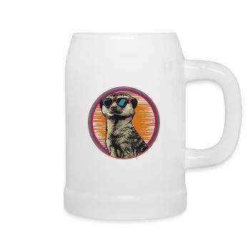 Suricate avec des lunettes de soleil rétro - Chope en céramique - blanc - Droite