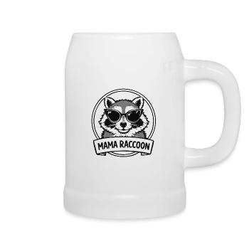 Mama Waschbär mit Sonnenbrillen Logo - Bierkrug - Weiß - Rechts