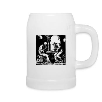 Skeletons play cards - Beer Mug - white - Right