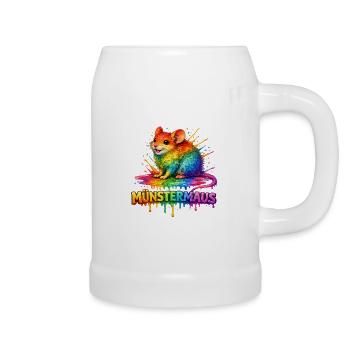 Münstermaus Regenbogen - Bierkrug - Weiß - Rechts