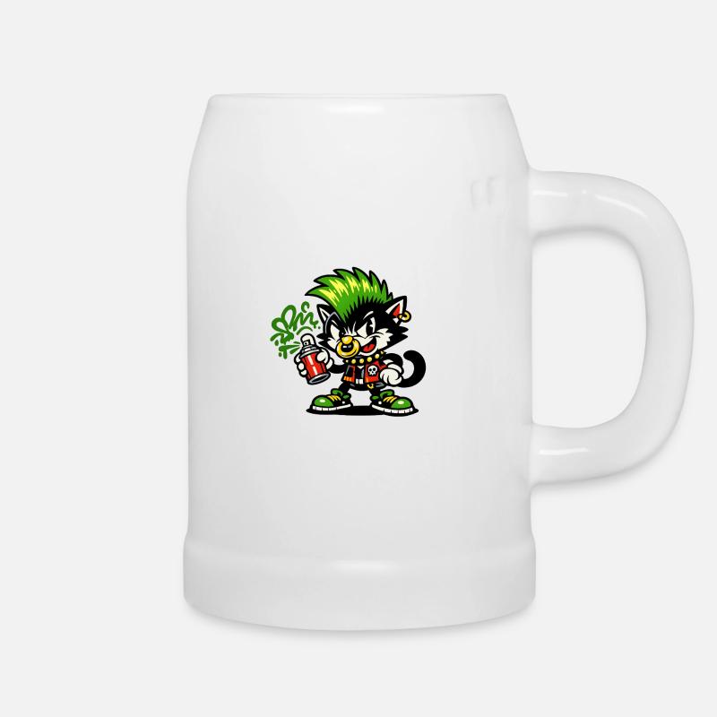 Punk-Katz Graffiti Sprayer - Bierkrug - Weiß