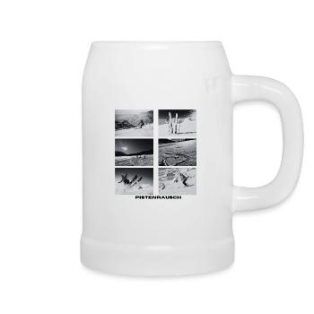 Pistenrausch Collage BW - Beer Mug - white - Right