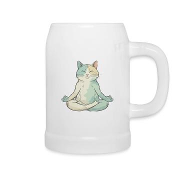 Zen Cat in Meditation - Beer Mug - white - Right