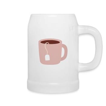 Pastellrosa Teetassen-Illustration - Bierkrug - Weiß - Rechts