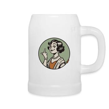 Retro Diva with Middle Finger - Beer Mug - white - Right