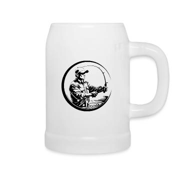 Fishing Man Silhouette - Beer Mug - white - Right