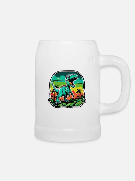 Neon Tropical T-Rex - Bierkrug - Weiß