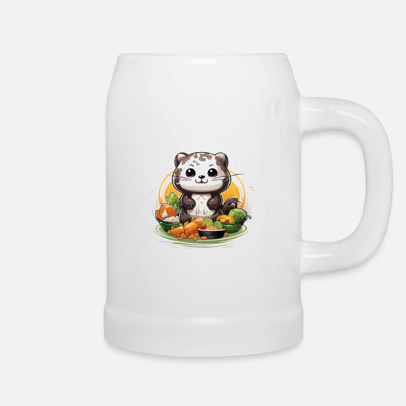 Kitchen panda at the feast - Beer Mug - white
