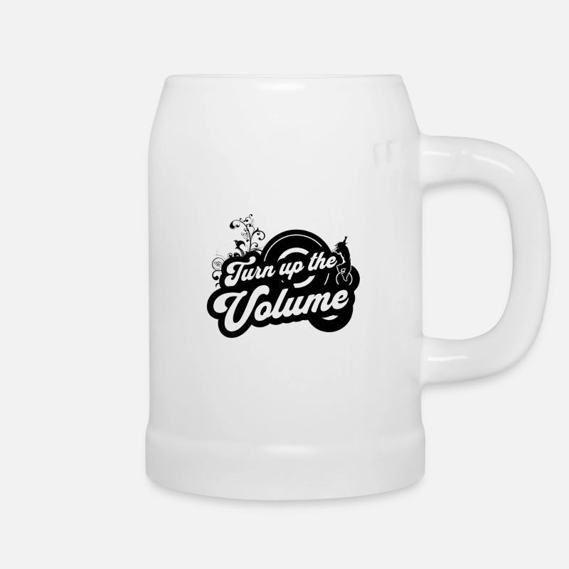 Volume Up — Schwarzes Retro-Skript - Bierkrug - Weiß