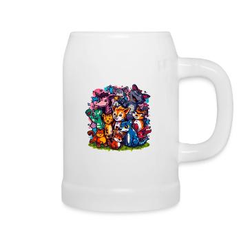 Animals Group Cartoon Colors - Beer Mug - white - Right