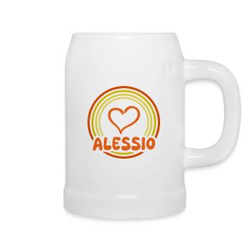 Herz im Regenbogenkreis Alessio - Bierkrug - Weiß - Rechts