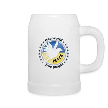 Paix Mondiale Libre Ukraine Colombe - Chope en céramique - blanc - Droite