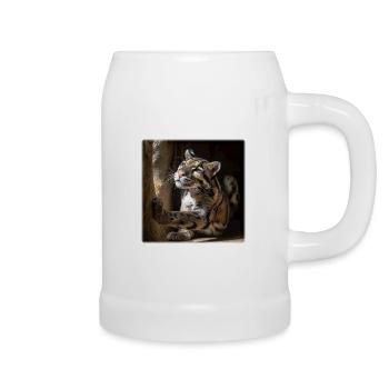 Clouded leopards in the sunlight Elegant wildcats - Beer Mug - white - Right