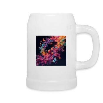 Colorful berries and butterflies - Beer Mug - white - Right