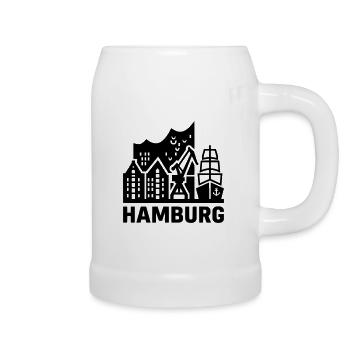 Hamburg Hansestadt Speicherstadt Hafen  - Bierkrug - Weiß - Rechts