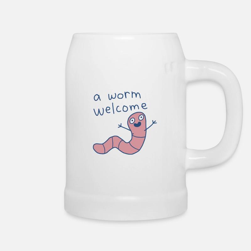 Friendly Worm Welcome Illustration - Beer Mug - white