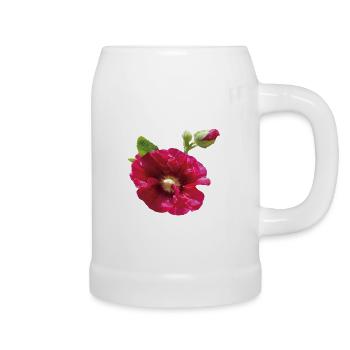 Vibrant_Crimson_Hollyhock_Flower - Beer Mug - white - Right
