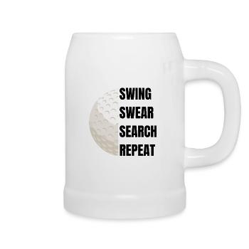 Swing Swear Search Repeat - Golf Slogan - Beer Mug - white - Right