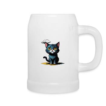 Cat under a rain cloud - Beer Mug - white - Right