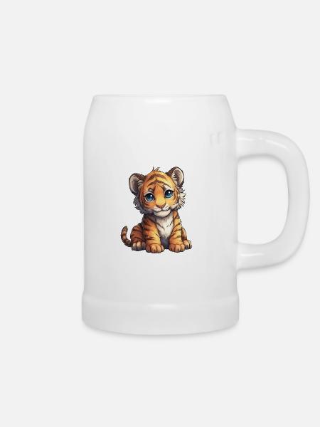 Kuschel Tiger Junges - Bierkrug - Weiß