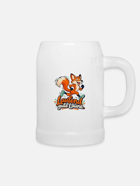 Joggingfuchs: Laufend gute Laune - Bierkrug - Weiß