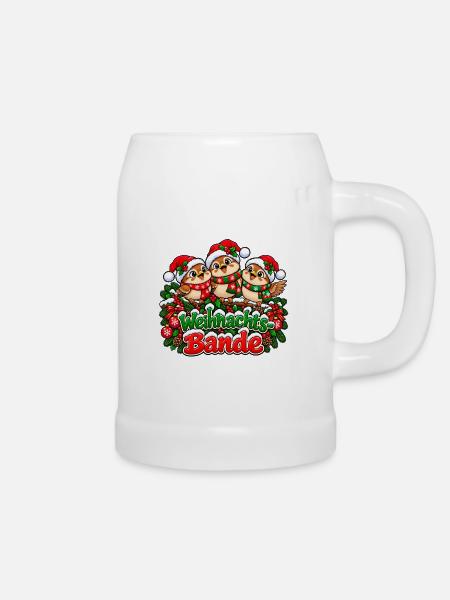 Weihnachts Bande Vögel Trio - Bierkrug - Weiß